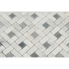 Bianco Carrara Polished Marble Mini Pinwheel Mosaic Tile (w/ Blue-Gray Dots)