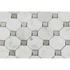 Bianco Carrara Polished Marble Octagon Mosaic Tile (w/ Blue-Gray Dots)