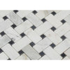 Calacatta Gold Honed Marble Basketweave Mosaic Tile w/ Black Dots