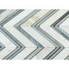 Calacatta Gold Honed Marble Large Chevron Mosaic Tile w/ Blue-Gray Strips