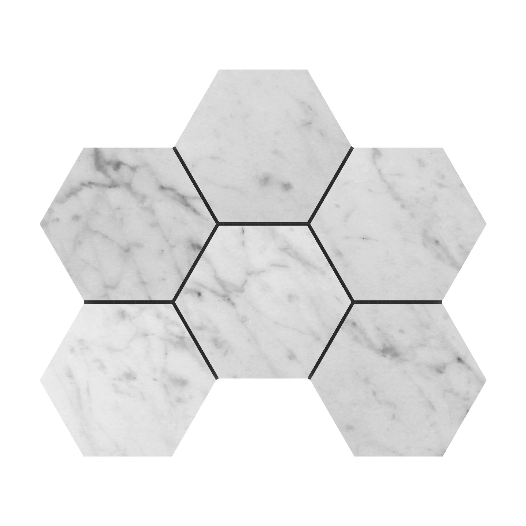 4x4 Bianco Carrara Hexagon Polished