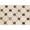 Crema Marfil Polished Marble Octagon Mosaic Tile w/ Emp. Dark Dots