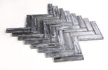 Herringbone Shell Silver 11 x 11 Glass Mosaic Tile