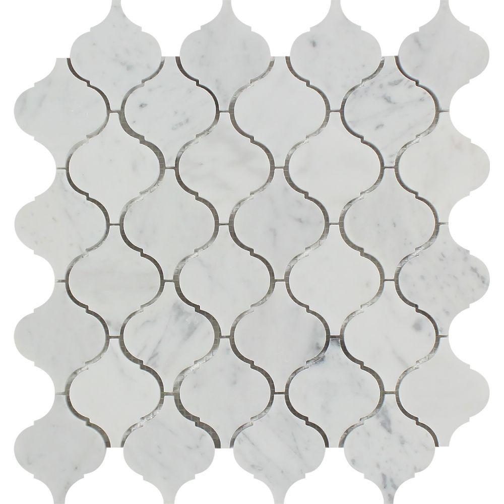 Bianco Carrara Honed Marble Lantern Mosaic Tile