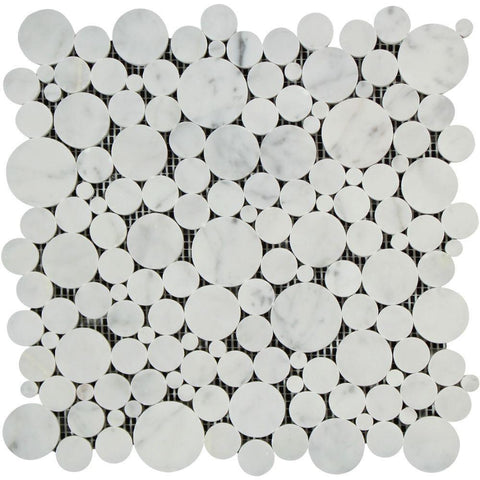 Bianco Carrara Honed Marble Bubbles Mosaic Tile