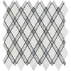 Thassos White Honed Marble Lattice Mosaic Tile (Thassos + Carrara + Blue-Gray)