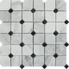 Bianco Mare Honed Marble Octagon Mosaic Tile w/ Black Dots