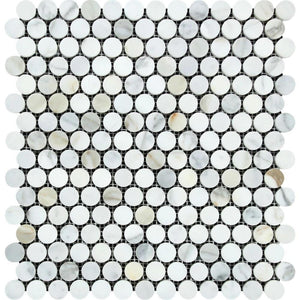 Calacatta Gold Honed Marble Penny Round Mosaic Tile