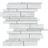 Bianco Carrara Honed Marble Random Strip Mosaic Tile