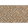 Noce Tumbled Travertine Basketweave Mosaic Tile w/ Ivory Dots
