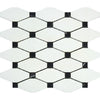 Thassos White Honed Marble Octave Mosaic Tile w/ Black Dots