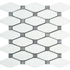 Thassos White Honed Marble Octave Mosaic Tile w/ Blue-Gray Dots