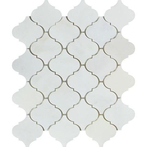 Oriental White Honed Marble Lantern Mosaic Tile