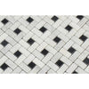 Oriental White Honed Marble Mini Pinwheel Mosaic Tile w/ Black Dots