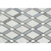 Oriental White Polished Marble Lattice Mosaic Tile (Thassos + Oriental White White + Blue-Gray)