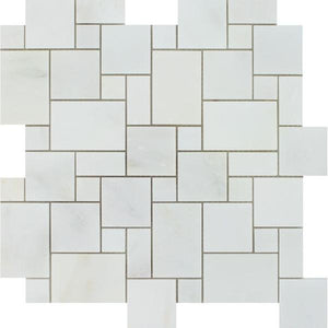 Oriental White Polished Marble Mini Versailles Pattern Mosaic Tile