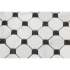 Oriental White Polished Marble Octagon Mosaic Tile w/ Black Dots