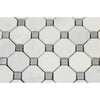 Oriental White Polished Marble Octagon Mosaic Tile w/ Blue-Gray Dots