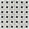Bianco Carrara Polished Marble Mini Pinwheel Mosaic Tile (w/ Black Dots)