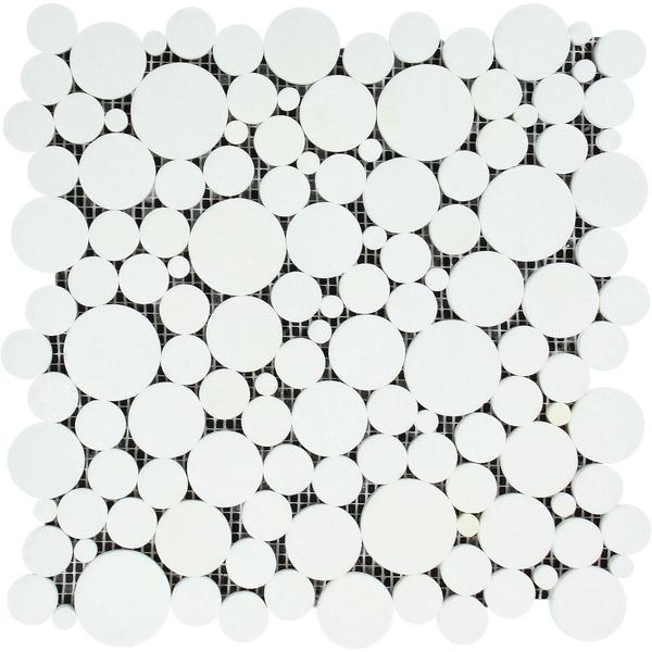 Thassos White Polished Marble Bubbles Mosaic Tile