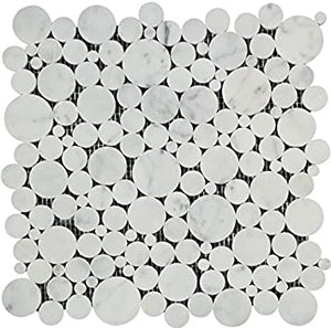 Bianco Carrara Polished Marble Bubbles Mosaic Tile