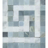 4X4" Bianco Carrara Polished Marble Greek Key Corner (Carrara w/ Blue-Gray)