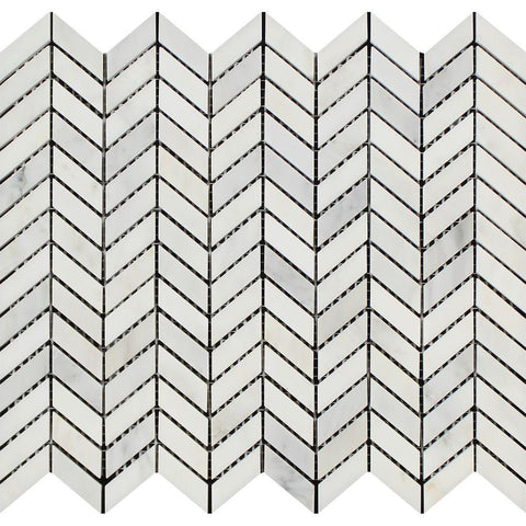 Oriental White Polished Marble Mini Chevron Mosaic Tile