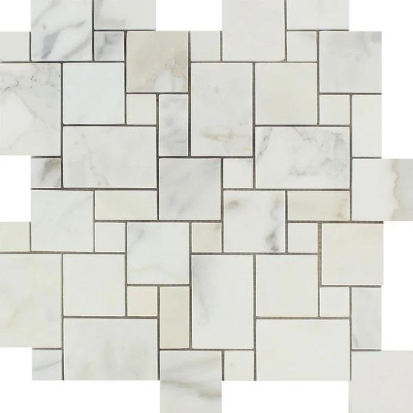 Calacatta Gold Polished Marble Mini Versailles Pattern Mosaic Tile