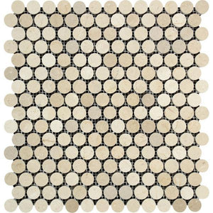 Crema Marfil Polished Marble Penny-Round Mosaic Tile