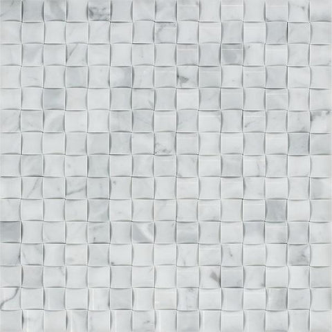 Bianco Carrara Polished Marble 3-D Small Bread Mosaic Tile