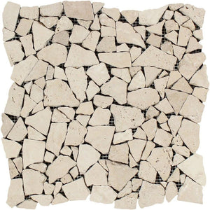 Ivory Tumbled Travertine Random Broken Mosaic Tile