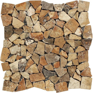 Scabos Tumbled Travertine Random Broken Mosaic Tile