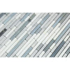 Thassos White Honed Marble Bamboo Sticks  Mosaic Tile (Thassos + Carrara + Blue-Gray)