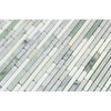 Thassos White Honed Marble Bamboo Sticks  Mosaic Tile (Thassos + Carrara + Ming Green)