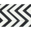 Thassos White Honed Marble Large Chevron Mosaic Tile (Thassos + Black (Thin Strips))