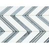 Thassos White Polished Marble Large Chevron Mosaic Tile (Thassos + Blue-Gray (Thin Strips))