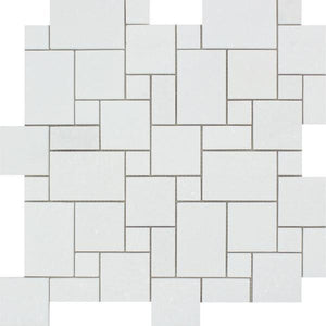 Thassos White Polished Marble Mini Versailles Pattern Mosaic Tile