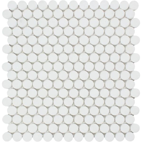Thassos White Polished Marble Penny Round Mosaic Tile