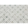 Thassos White Polished Marble Stanza Mosaic Tile w/ Ming Green Dots