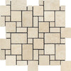 Ivory Tumbled Travertine Mini Versailles Pattern Mosaic Tile